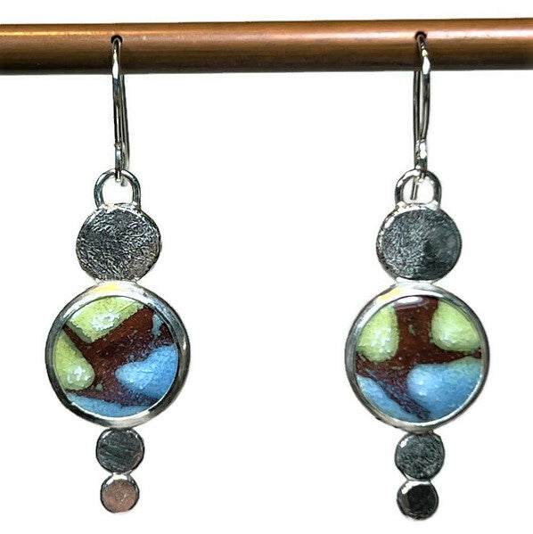 Green-Blue Enamel with Hammered Silver
