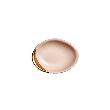 Full view of matte pink small oval dish.