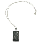 Full image of Starry Night Pendant with CZ Rectangles with Wooden Border.