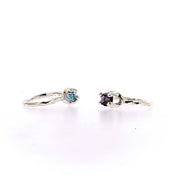 Side view of both Amethyst and Blue Topaz Ada Rings.