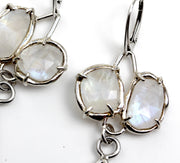 Detail image of Rainbow Moonstone and sterling silver modern bridal earrings