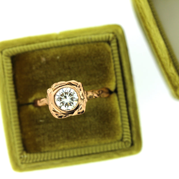 Organic Rose Gold Engagement Ring handmade with texture