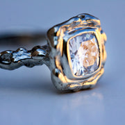 Close up view of diamond on Elizabeth Ring.