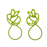 Full view of Lace Dangle Earrings - Chartreuse