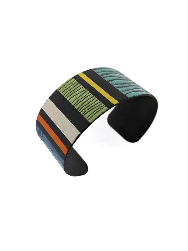 multi colored powdercoated cuff bracelet by Mary and LouAnn