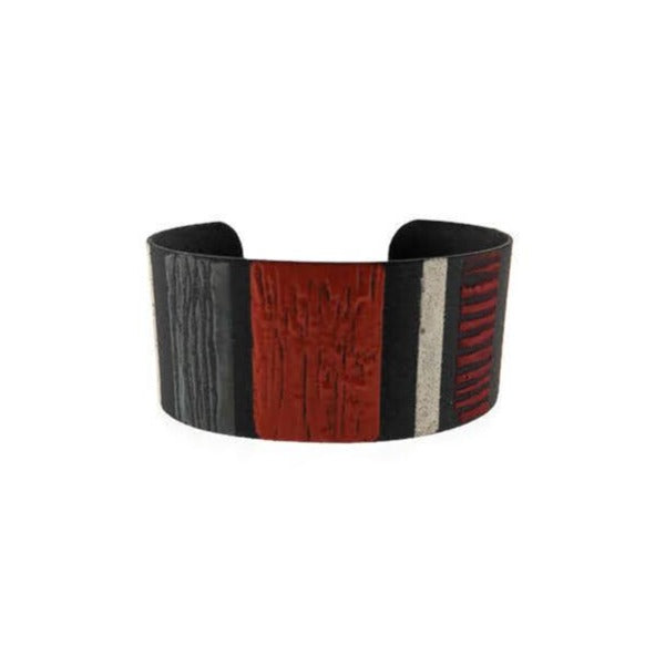 red white and gray powdercoated cuff bracelet by Mary and LouAnn