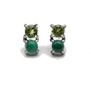 Full view of Green Gemstone Stud Earrings.