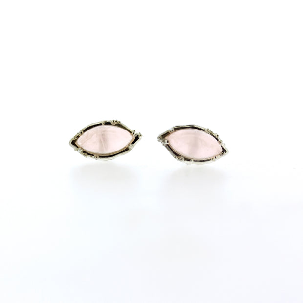 Full view of Rosa - Rose Quartz earrings.
