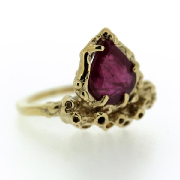 Handmade Ruby and 14k gold ring inspired by coral reefs