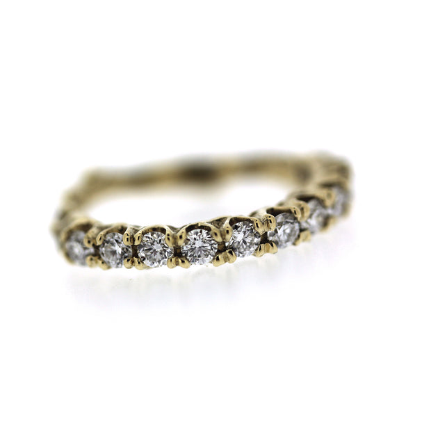 2mm diamond engagement half eternity band with unique organic texture and side viewing, detail shot of diamonds 