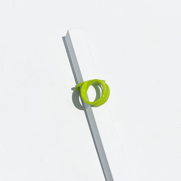 Side view of Petite Freeform Ring - Chartreuse