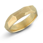 Full image of yellow gold Men's Facet Ring. The texture of this ring looks like a facet.