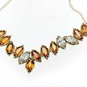 Tillman Diamond and Orange Sapphire V Necklace