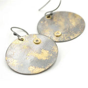 Close up image of Fused Lichen Full Moon Disc Diamond Accent Earrings.