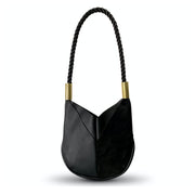 Black Leather Crossbody Tote with Black Dock Line and Classic Brass