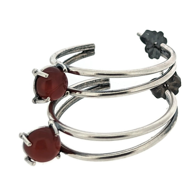 Red Onyx Double Hoops