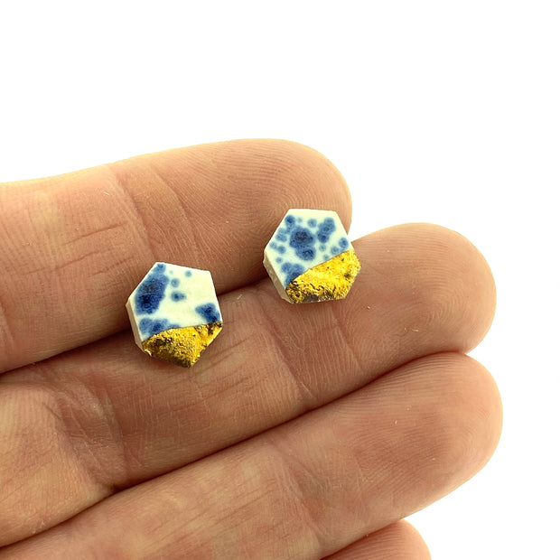 Porcelain Tiny Geometric Stud Earrings