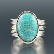 Full view of Amazonite Wrap Ring, frontal view.