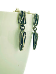 Oxidized Double Dangling Openwork Earrings - small