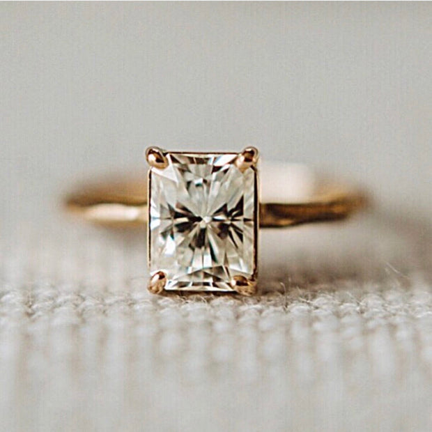 Full view of Radiant Cut Moissanite - Chiseled Engagement Ring.