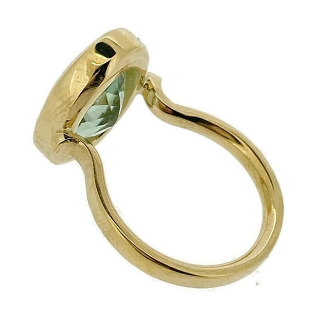 Prasiolite & Yellow Gold - Collet Ring