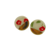 Small Circle Floral - Round Stud Earrings
