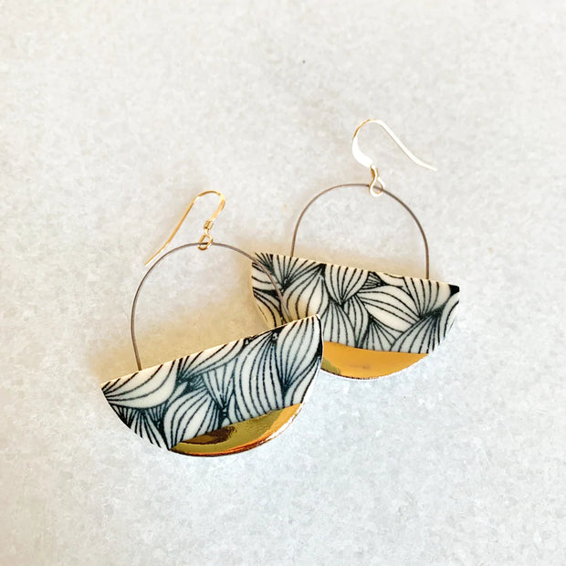 Waves - porcelain dangle earrings