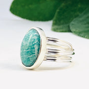 Side view of Amazonite Wrap Rings.