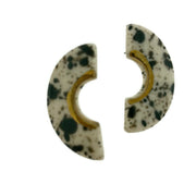 Large Crescent Stud Earrings - Blue Speckle