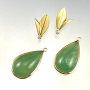 Full view of Chrysoprase - Convertible Bloom Earrings unattached from one another to showcase that they can be worn two ways.