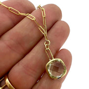 Prasiolite Collet Paperclip Necklace