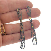 Oxidized Double Dangling Openwork Earrings - medium