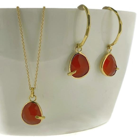 18k gold Carnelian earrings and necklace by Danielle Miller Jewelry