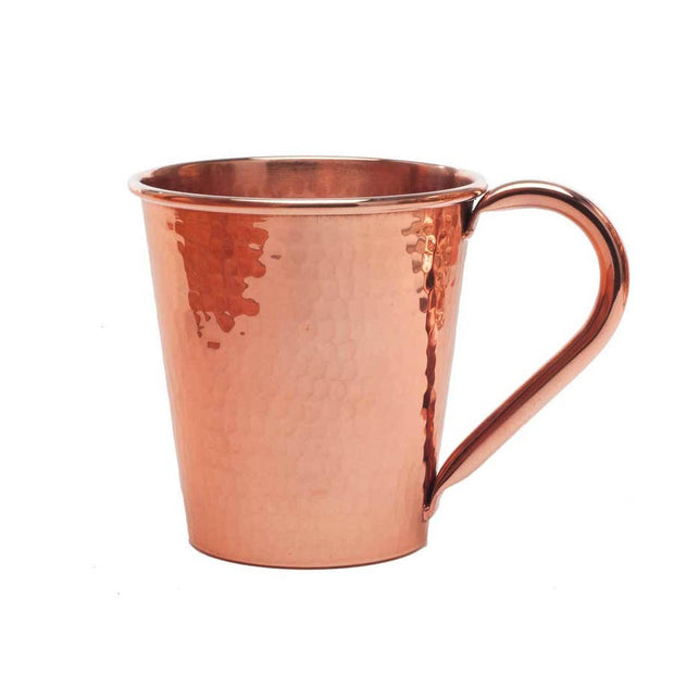 Full view of large copper mule mug on white background.