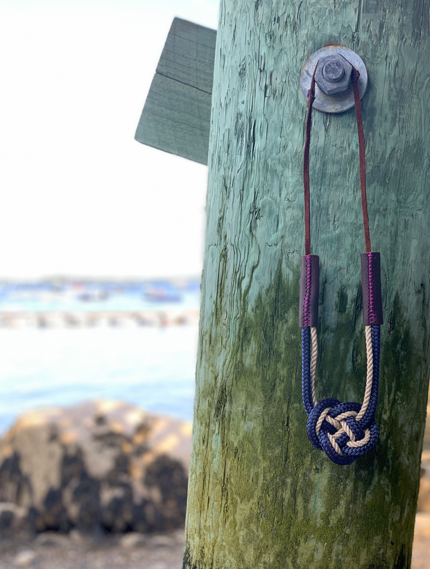Nautical Heart Knot Statement Necklace in Navy