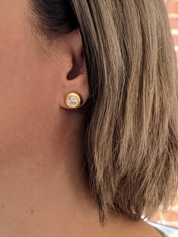 chunky diamond or moissanite large 1 carat diamond stud earrings