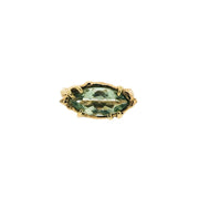Detail shot of gemstone on Marquise Prasiolite Organic Ring.
