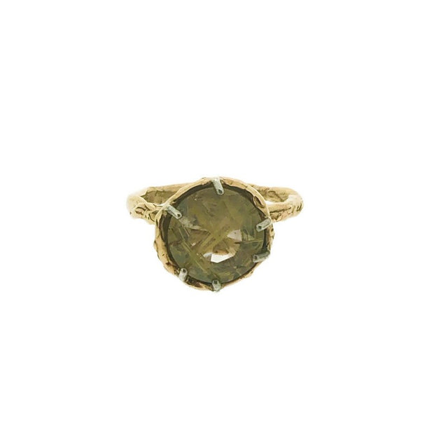 Frontal view of gem on Rutilated Quartz Ring.