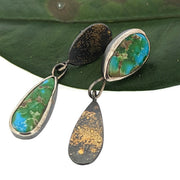 Fused Lichen Sonora Turquoise Asymmetrical Earrings
